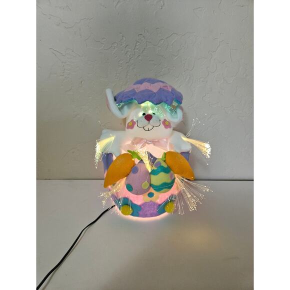 Winter Fiber Optic Easter Bunny Decoration Hat Spins - Picture 3 of 3